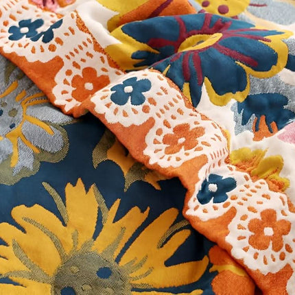 BloomBright | Organic Cotton Throw Blanket with Reversible Floral Design | Cozy Comfort for Year-Round Use 5