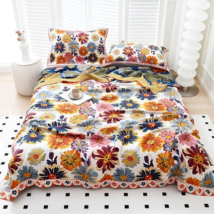 BloomBright | Organic Cotton Throw Blanket with Reversible Floral Design | Cozy Comfort for Year-Round Use 6
