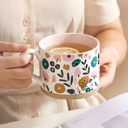 Stoneware Coffee Mugs, Cute Floral Ceramic Mug for Tea – image 4