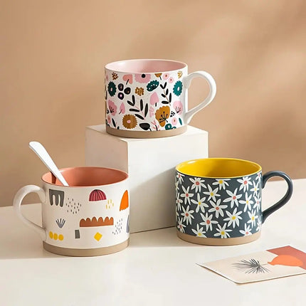 Stoneware Coffee Mugs, Cute Floral Ceramic Mug for Tea – image 6