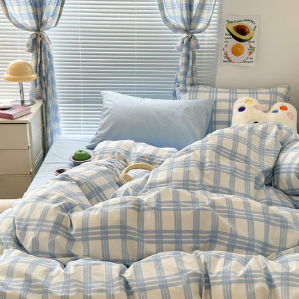 Cotton Bedding Set, Plaid Duvet Cover with Sheet and Pillowcases – image 18