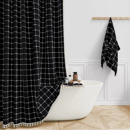 Bohemian Linen Shower Curtain with Waterproof Design & Tassels | Elegant Bathroom Accent for Natural Warmth 3