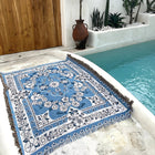 Boho Blue Daisy Bloom Travel Blanket with Soft Microfiber Fabric for Outdoor Comfort 0