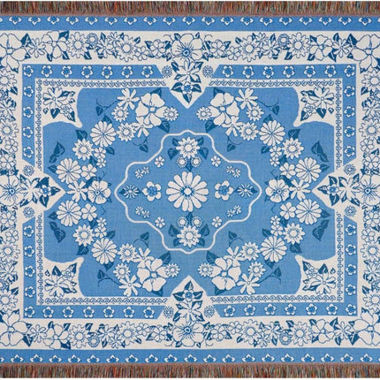 Boho Blue Daisy Bloom Travel Blanket with Soft Microfiber Fabric for Outdoor Comfort 7