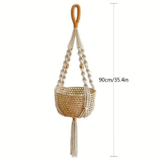 Boho Macrame Plant Hanger | Adjustable Cotton Design with Decorative Tassel | Stylish Holder for Indoor Plants 0