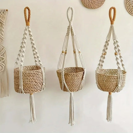 Boho Macrame Plant Hanger | Adjustable Cotton Design with Decorative Tassel | Stylish Holder for Indoor Plants 1