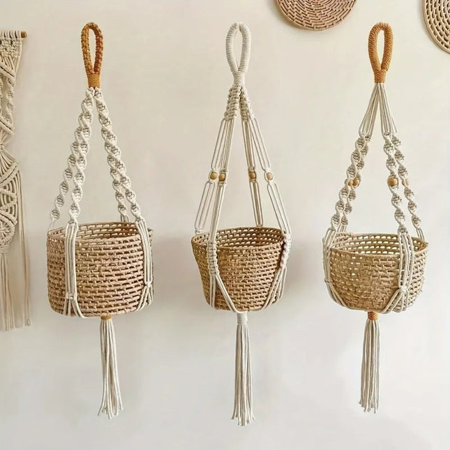 Boho Macrame Plant Hanger | Adjustable Cotton Design with Decorative Tassel | Stylish Holder for Indoor Plants 1