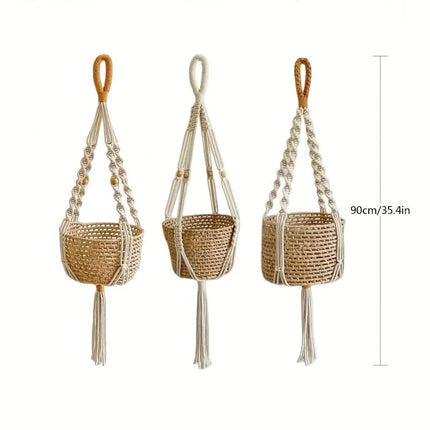 Boho Macrame Plant Hanger | Adjustable Cotton Design with Decorative Tassel | Stylish Holder for Indoor Plants 5