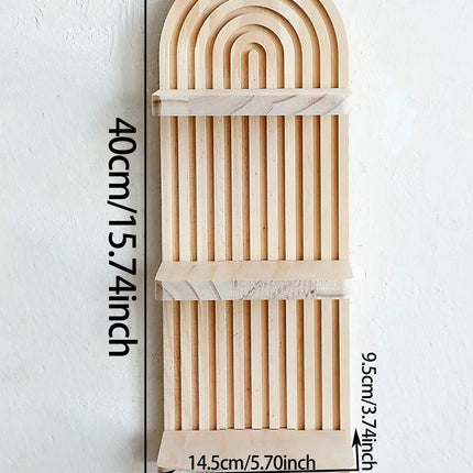 Boho | Floating Wood Wall Shelf with 3-Tier Design | Stylish Storage for Home Decor 5