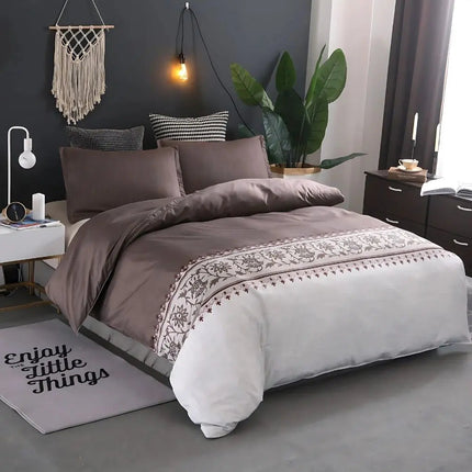 Floral Duvet Cover Set with Border Print