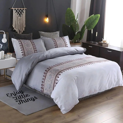 Breathable Bedding Set with Floral Border
