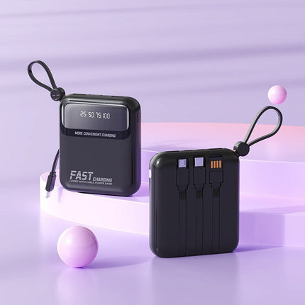 Bowlift | Portable Power Bank with Integrated Cables & Digital Display | Compact Charging Solution for On-the-Go 5