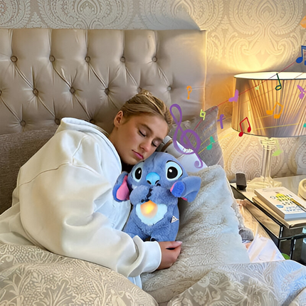 Breathing Stitch Plush Toy with Luminous Belly & Soothing Lullaby | Comforting Companion for All Ages 4