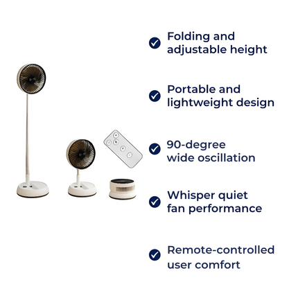 BreezeFold | Oscillating Fan with Remote Control & Adjustable Speed | Lightweight Design for Home & Outdoor Use 7