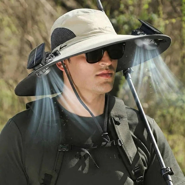 Breezy Outdoor Hat | Solar-Powered Fans with Adjustable Airflow | UPF 50+ Protection for All-Day Comfort 0