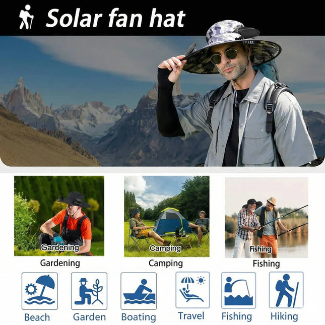 Breezy Outdoor Hat | Solar-Powered Fans with Adjustable Airflow | UPF 50+ Protection for All-Day Comfort 1