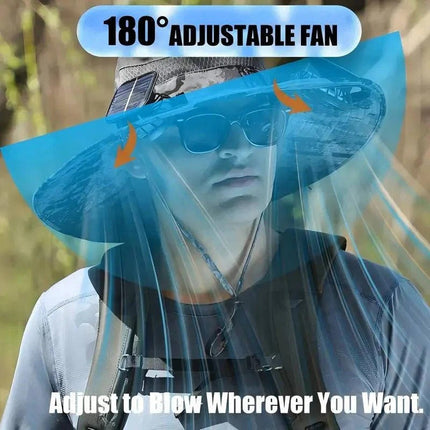 Breezy Outdoor Hat | Solar-Powered Fans with Adjustable Airflow | UPF 50+ Protection for All-Day Comfort 2