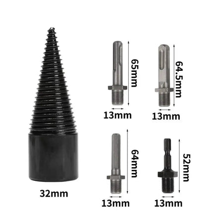 Log Splitter Drill Bit, Wood Splitter with 4 Shank Adapters for Fireplace Wood