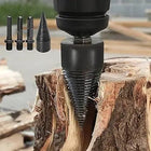 Log Splitter Drill Bit, Firewood Splitter for Cordless Drill, Wood Splitter with 4 Shank Adapters for Fireplace Wood