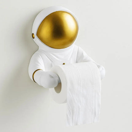 Wall Mounted Toilet Paper Holder, Astronaut Bathroom Tissue Holder, Funny Bathroom Decor with Metallic Visor