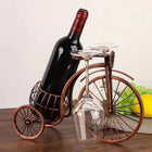 Wine Bottle and Glass Holder, Vintage Tricycle Countertop Wine Holder with Brass Finish, Dining Room Decor and Bar Decor