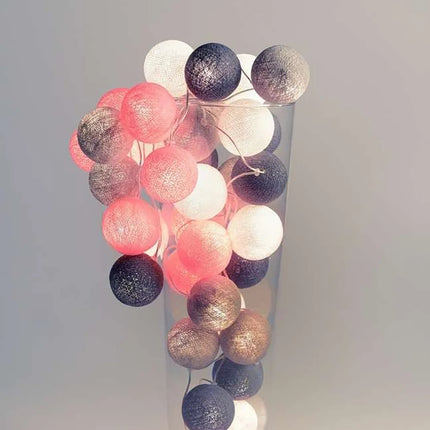 Cotton Ball Garland with LED Lights in Various Lengths | Versatile Decorative String for Cozy Atmosphere