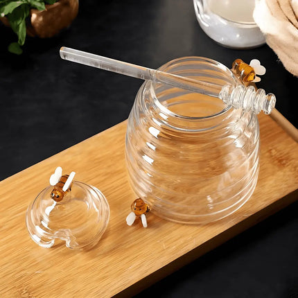 Glass Honey Jar 15 oz, Beehive Honey Pot with Honey Dipper – image 6
