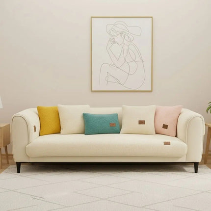 Lamb Wool Plush Couch Cover, Non Slip Sofa Cover, Thick Sofa Cushion Cover for Living Room