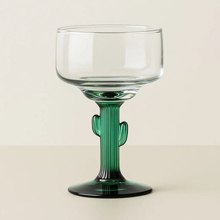 Cactus Margarita Glass, Stemmed Cocktail Glass, Lead Free Drinking Glass for Frozen Cocktails and Parties