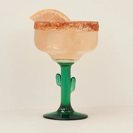 Cactus Margarita Glass, Stemmed Cocktail Glass