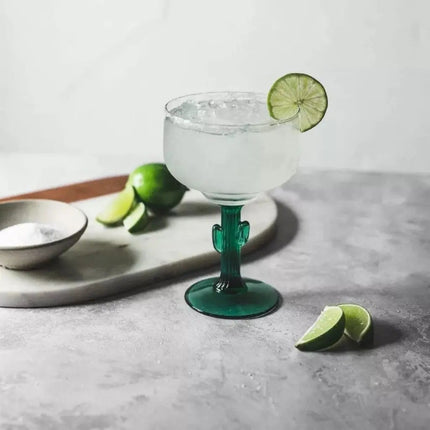 Cactus Margarita Glass, Lead Free Drinking Glass for Frozen Cocktails and Parties