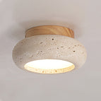 Ø 5.9″ x H 3.1″ / Wood color & Beige / Warm Light
