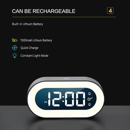 CalmGlow | Digital Alarm Clock with Night Light & Soothing Sounds | Compact Design for Relaxation 8