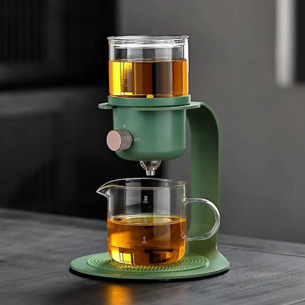 Glass Tea Brewer with Flow Control Valve and Glass Cup with Handle