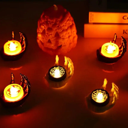 Flameless Candle with Skeleton Hand, Battery Operated Candle Light – image 4