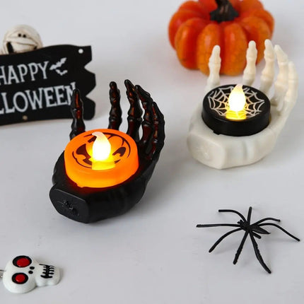 Flameless Candle with Skeleton Hand, Battery Operated Candle Light