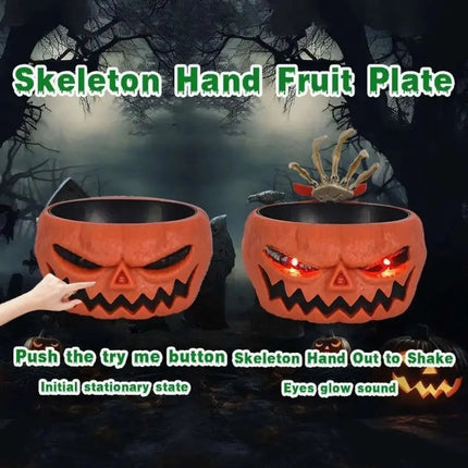 Animated Halloween Candy Bowl with Motion Activated Skeleton Hand – image 4