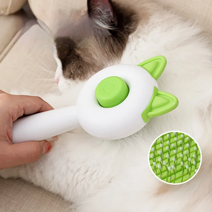 Cat Hair Removal Comb with One-Click Cleaning Feature | Easy Grooming Tool for Cats with Gentle Massage Action