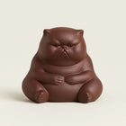 Cat Tea Pet, Handmade Purple Clay Tea Pet Ornament, Angry Cat Mini Figurine for Tea Table and Desk Decor
