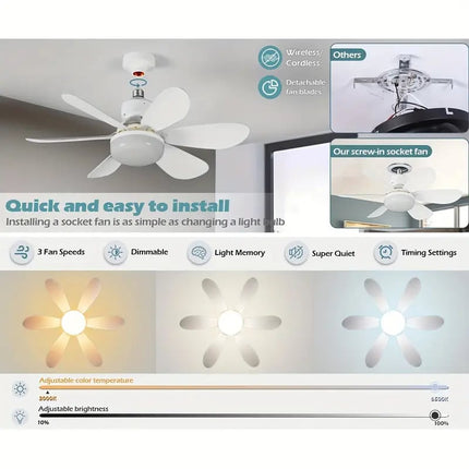 Ceiling Fans with Lights | Portable Fan & Light Combo with Remote Control | Easy Installation for Instant Comfort 8