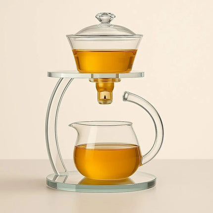 Glass Tea Set with Magnetic Automatic Tea Maker, Glass Teapot for 4 Servings, Japanese Tea Set with Optional 4 Teacups
