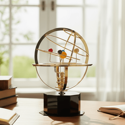 Celestial Brass | Solar System Orrery with Manual Rotation | Elegant Desktop Model for Educational Display 0
