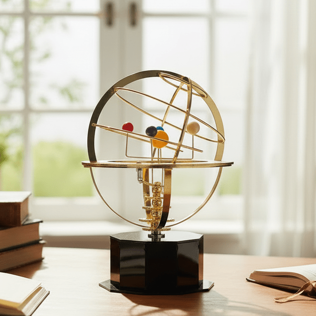 Celestial Brass | Solar System Orrery with Manual Rotation | Elegant Desktop Model for Educational Display 0