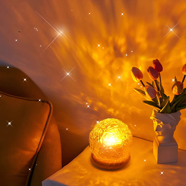 Celestial Mood Lamp | Star-Pattern Projector with Calming Water Waves | Elegant Design for Relaxation 0