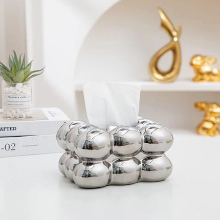 Ceramic Tissue Box Cover, Bubble Tissue Box Holder with Base – image 4