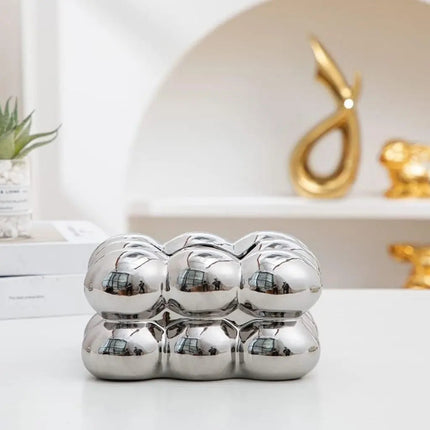 Ceramic Tissue Box Cover, Bubble Tissue Box Holder with Base – image 6