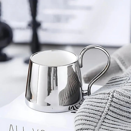 Ceramic Coffee Cup, Metallic Cup with Electroplated Mirror Finish