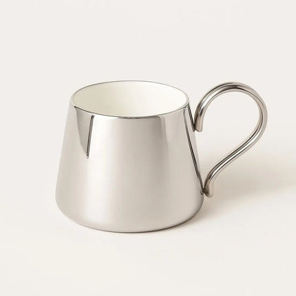 Ceramic Coffee Cup, Metallic Cup with Electroplated Mirror Finish, Ceramic Coffee Mug, Tea Cup with Curved Handle
