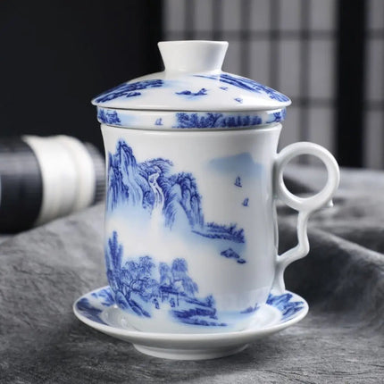 Ceramic Coffee Mug with Lid, Handmade Ceramic Mug for Office