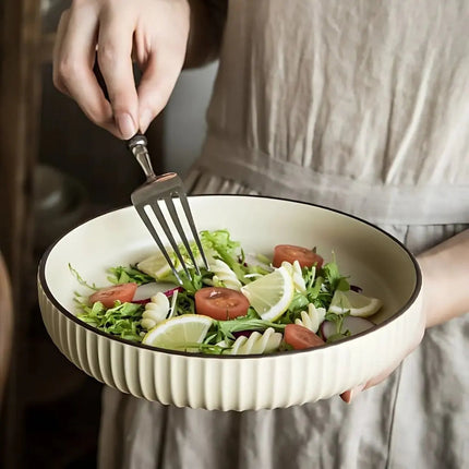 Ceramic Dinner Plate, Deep Serving Plate for Pasta and Salad